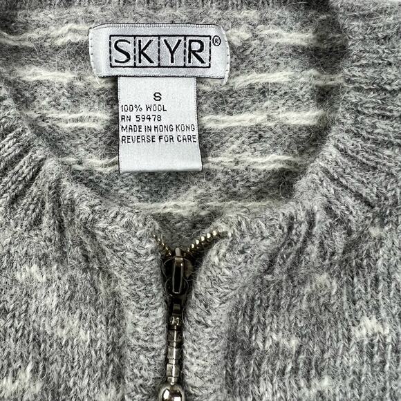 Skyr Vintage women's Zip up Sweater Wool Gray Blue Size Small - Picture 5 of 6